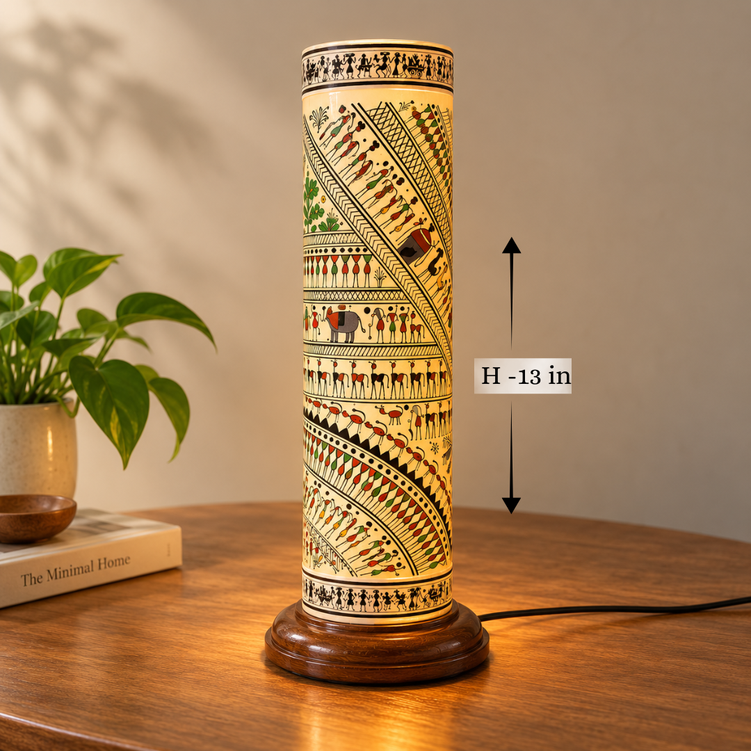 Palm Leaf Cylindrical Lamp Stand - Spiral