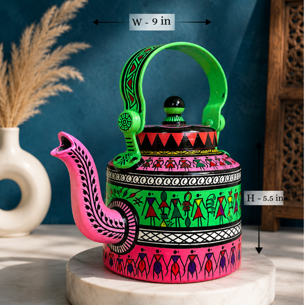 Hand-painted Kettle - Pink Green