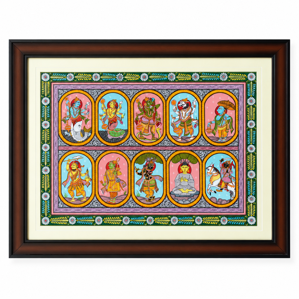 Dashavatara Pattachitra Painting – The Ten Avatars of Lord Vishnu