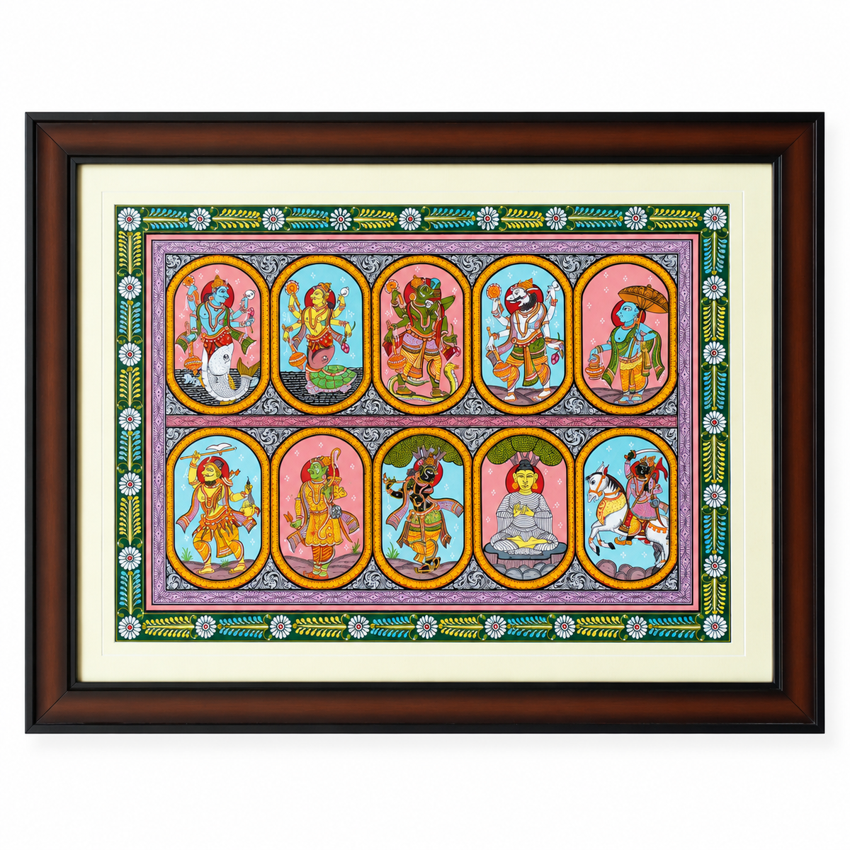 Dashavatara Pattachitra Painting – The Ten Avatars of Lord Vishnu