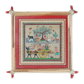 Framed Palm Leaf Village Scene Painting
