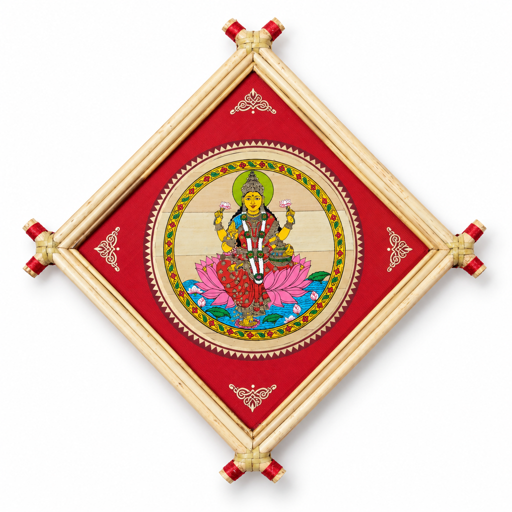 Goddess Lakshmi Seated on Lotus Pattachitra – Pattachitra Wall Hanging