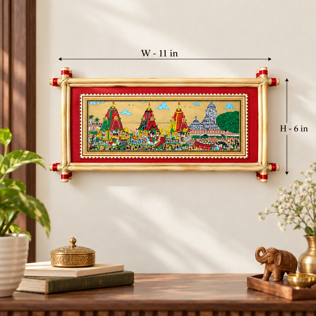 Lord Jagannath Rath Yatra Procession Traditional Odisha Pattachitra Folk Art – Pattachitra Wall Hanging