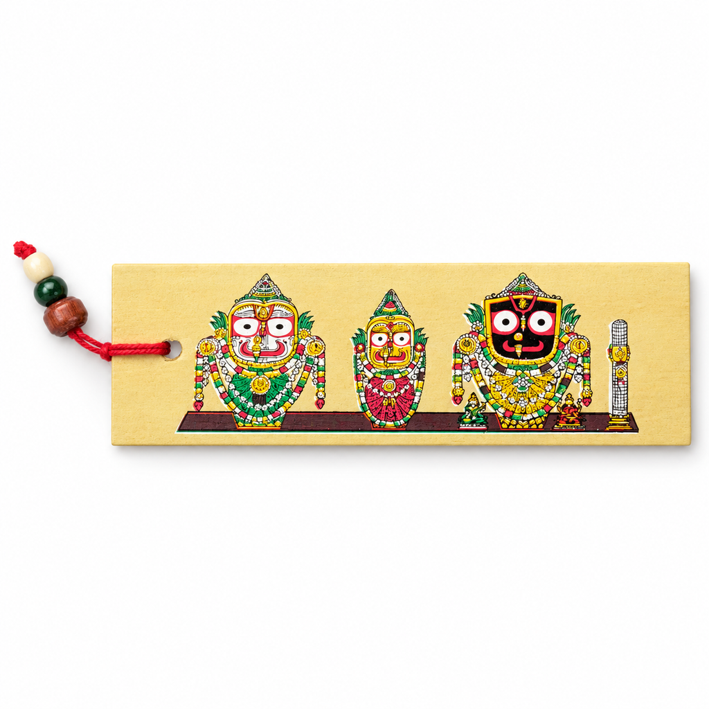 Lord Jagannath, Balabhadra & Subhadra Traditional Odisha Pattachitra Folk Art Bookmark