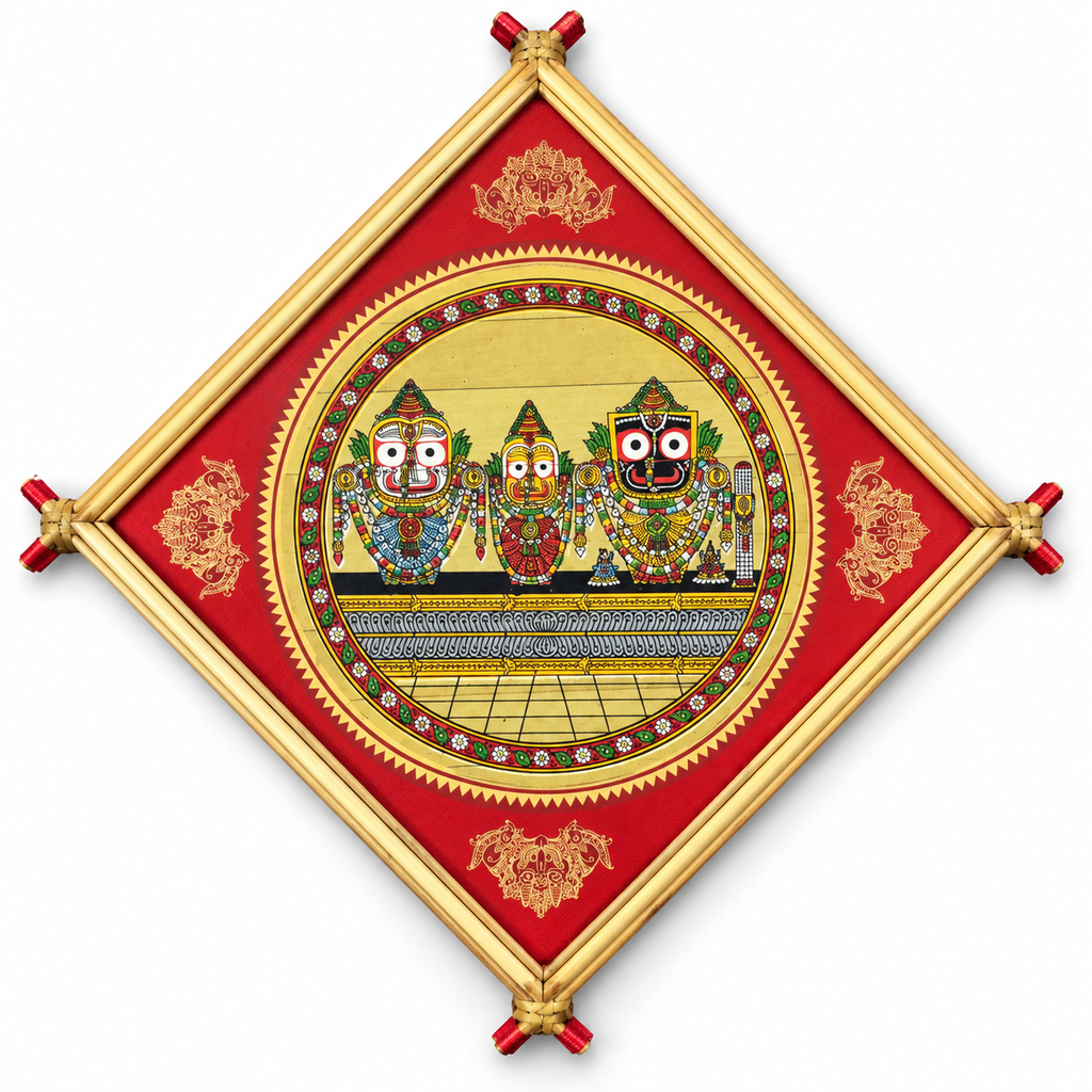 Lord Jagannath, Balabhadra & Subhadra Traditional Pattachitra Painting – Pattachitra Wall Hanging