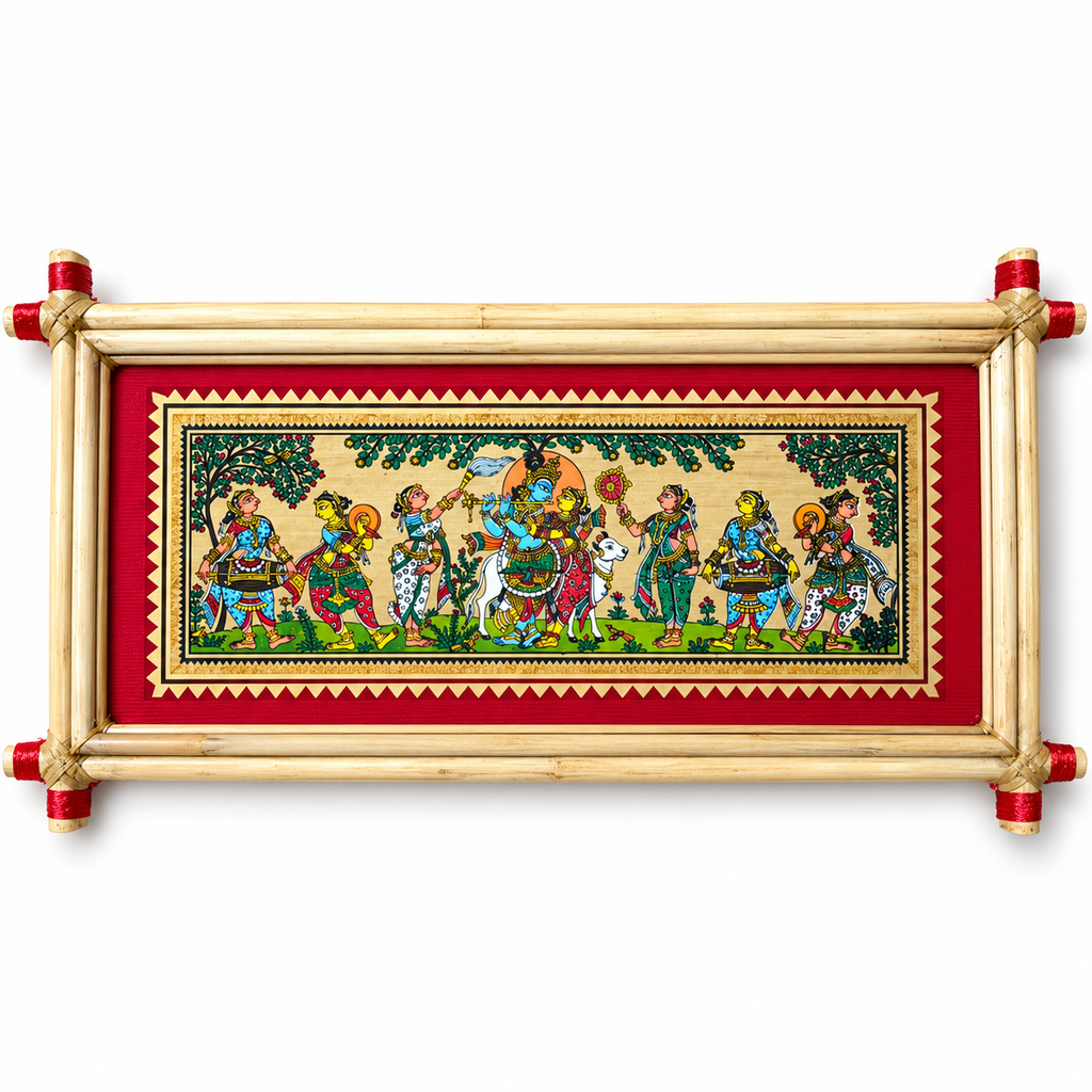 Lord Krishna with Gopis Traditional Pattachitra Painting – Pattachitra Wall Hanging