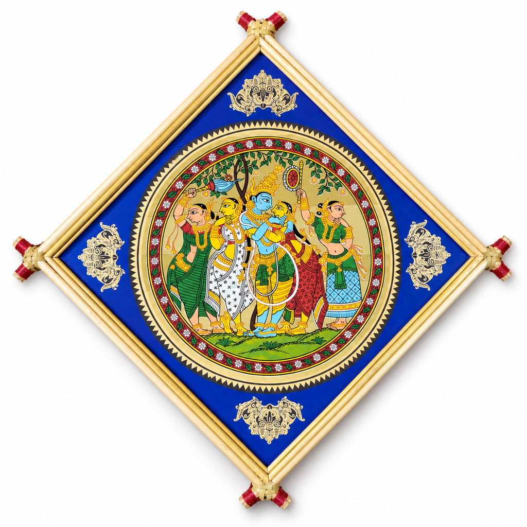 Lord Krishna with Radha and Gopis Odisha Pattachitra – Pattachitra Wall Hanging