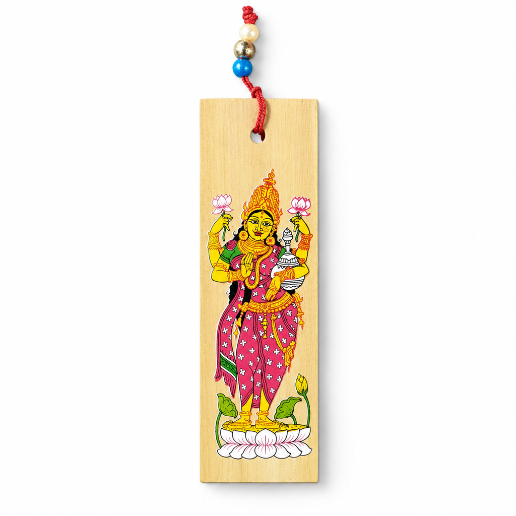 Maa Lakshmi on Lotus Traditional Odisha Pattachitra Folk Art Bookmark