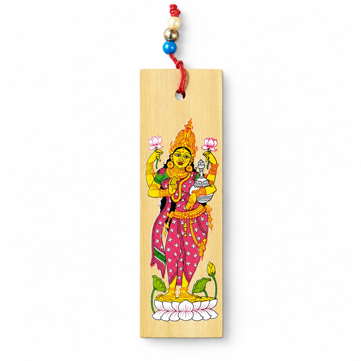 Maa Lakshmi on Lotus Traditional Odisha Pattachitra Folk Art Bookmark
