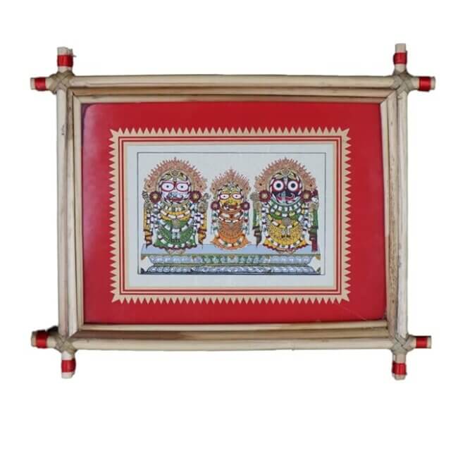Palm Leaf Lord Jagannath and Siblings Wall Art Print Painting