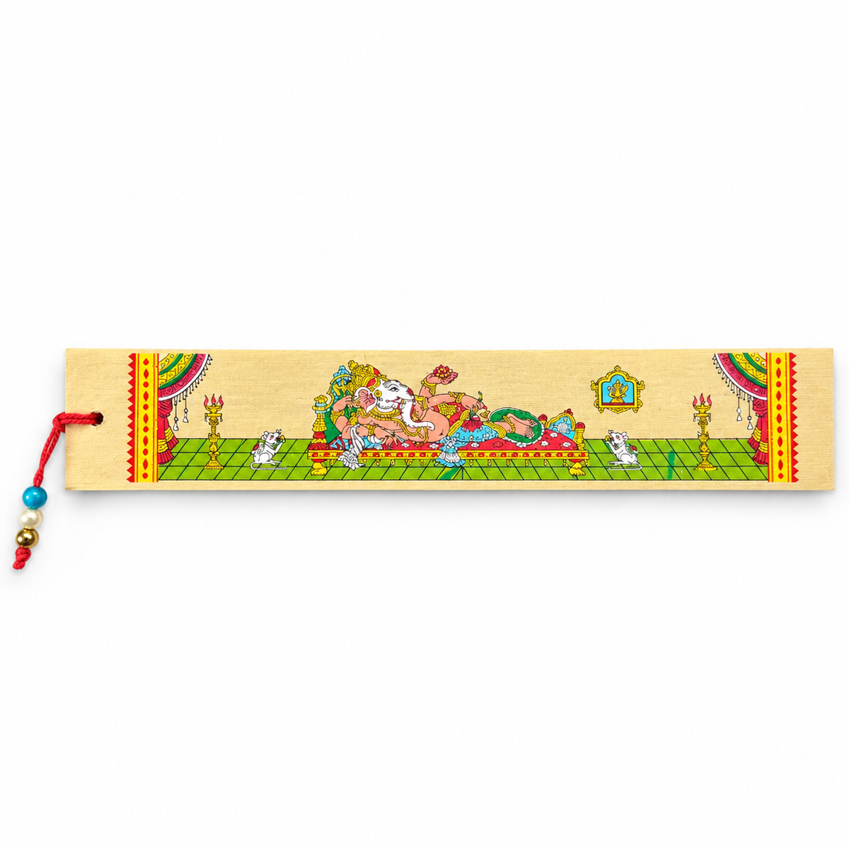 Reclining Lord Ganesha Traditional Odisha Pattachitra Bookmark Art