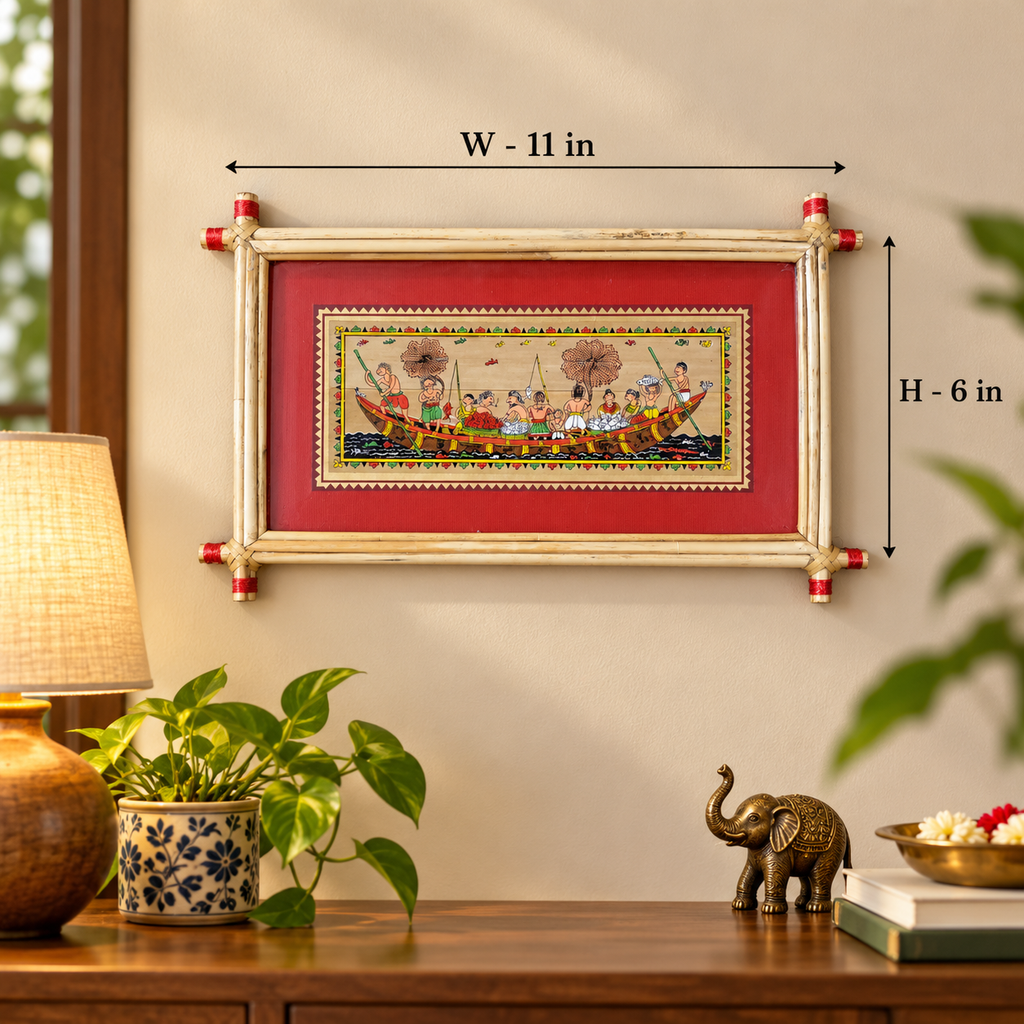 Rural River Boat Procession Odisha Pattachitra Folk Art – Pattachitra Wall Hanging