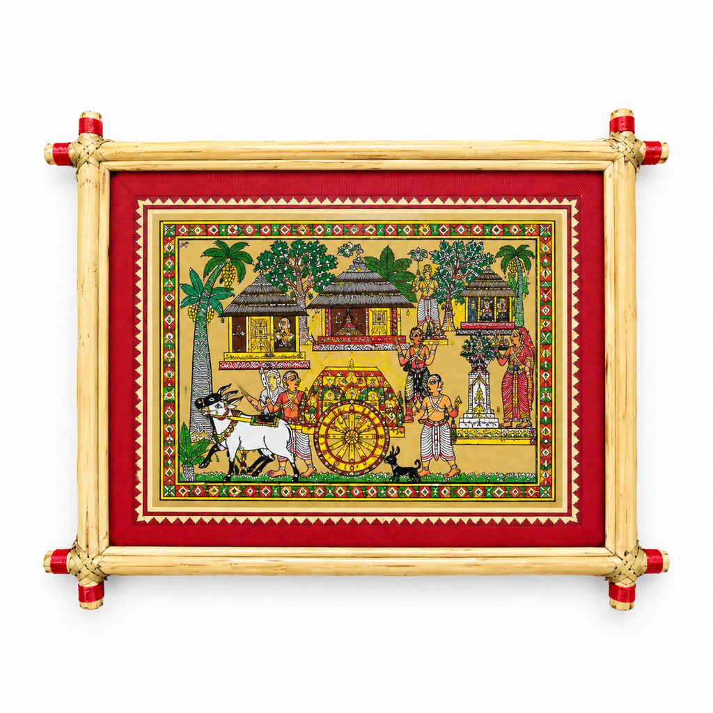 Traditional Bullock Cart Procession Odisha Pattachitra Folk Art – Pattachitra Wall Hanging