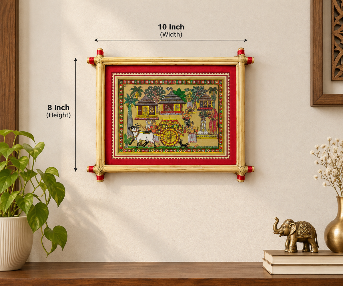 Traditional Bullock Cart Procession Odisha Pattachitra Folk Art – Pattachitra Wall Hanging