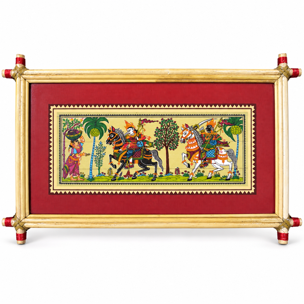 Traditional Horseback Warriors Odisha Pattachitra Folk Art – Pattachitra Wall Hanging