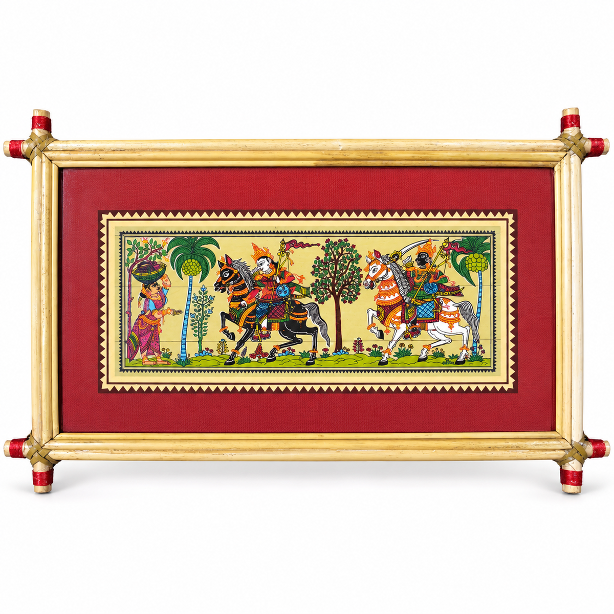 Traditional Horseback Warriors Odisha Pattachitra Folk Art – Pattachitra Wall Hanging