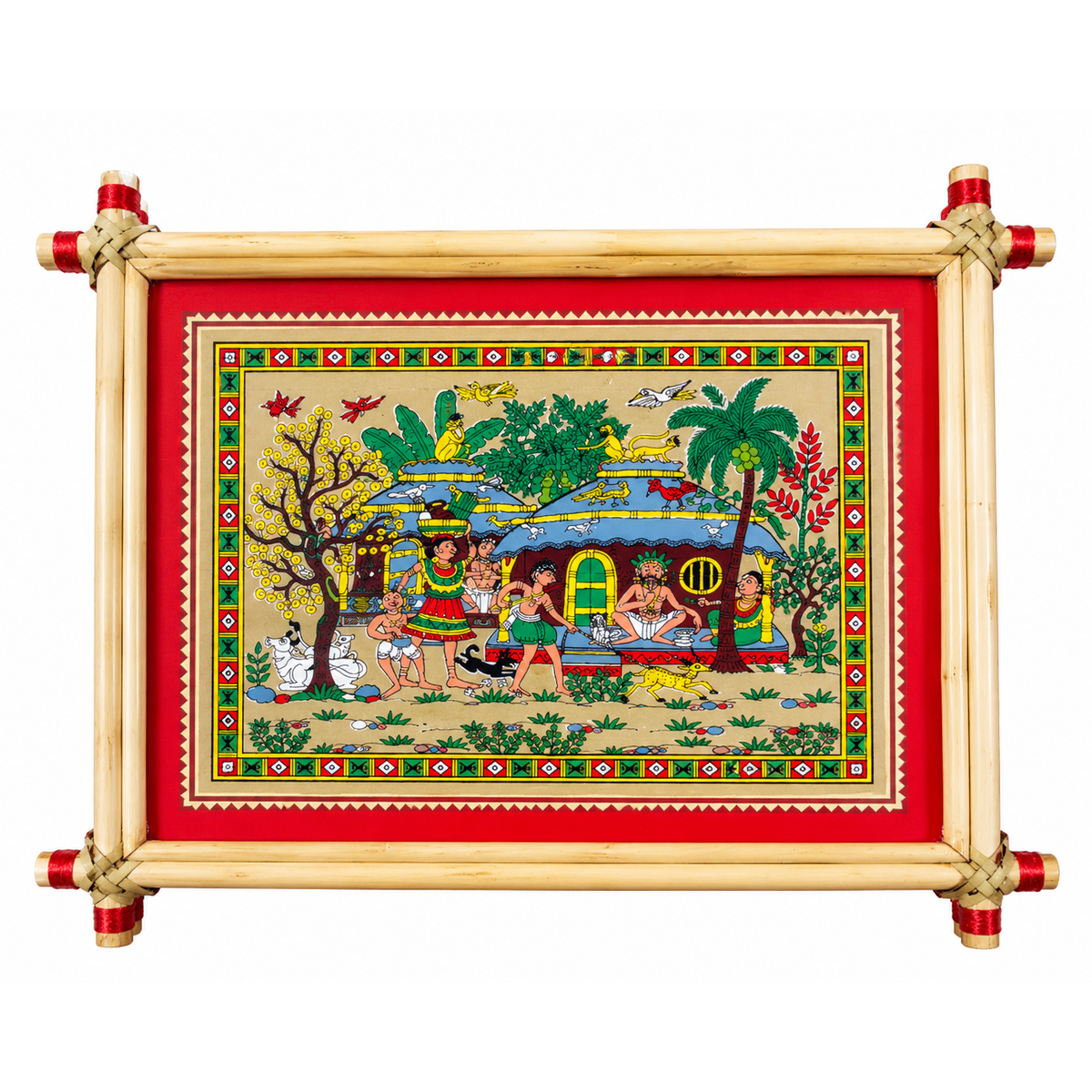 Traditional Rural Village Life Odisha Pattachitra Folk Art – Pattachitra Wall Hanging