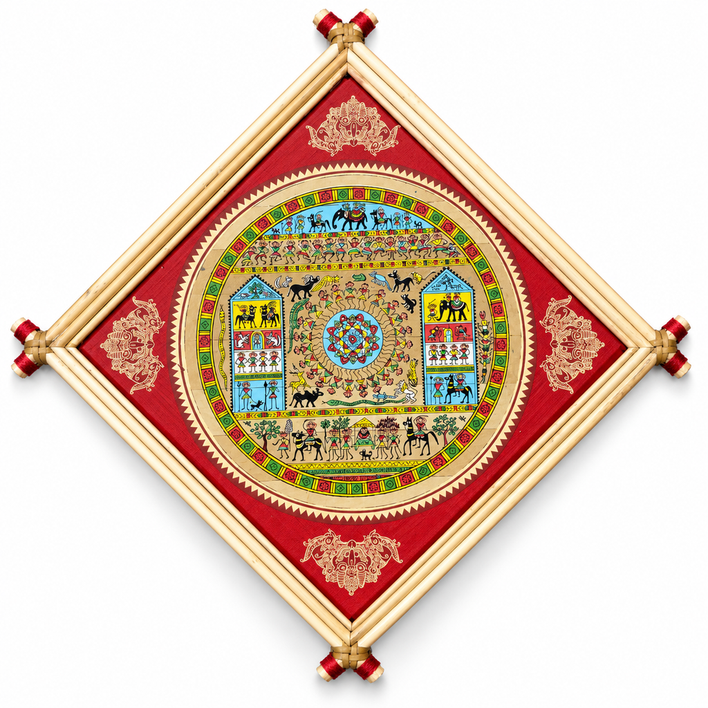 Traditional Tribal Dance and Village Life Traditional Indian Folk Art – Pattachitra Wall Hanging