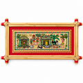 Traditional Tribal Village Life & Rural Community Folk Art Painting – Pattachitra Wall Hanging