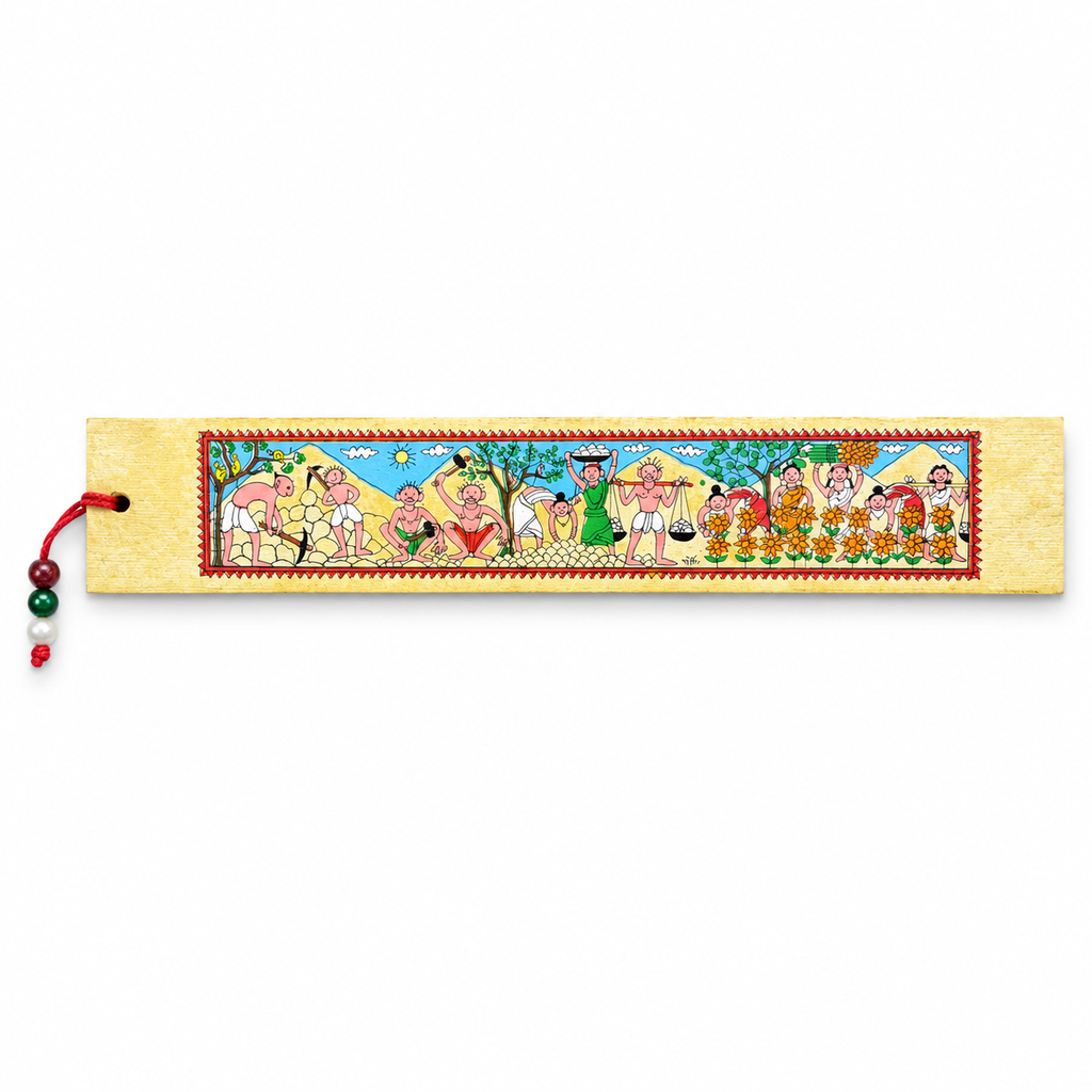 Traditional Village Agriculture & Harvesting Odisha Pattachitra Folk Art Bookmark