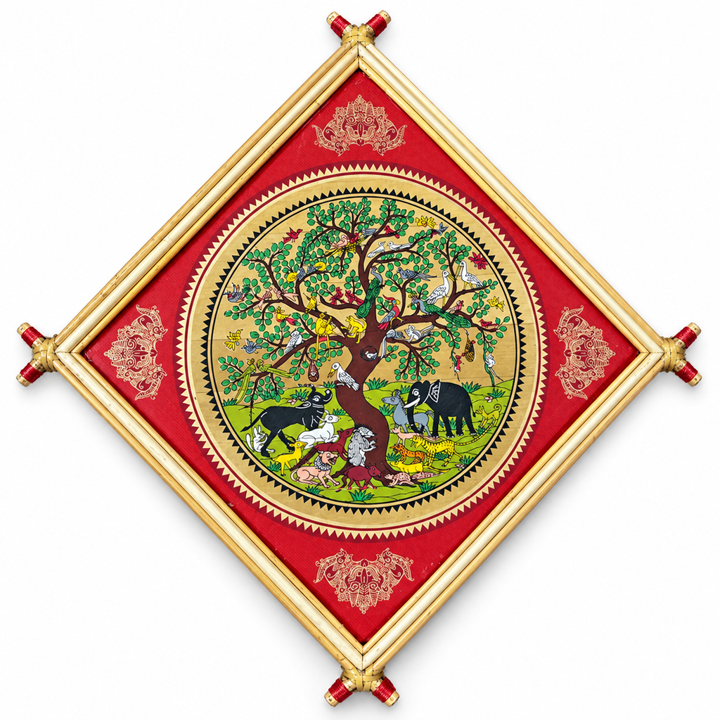 Tree of Life with Birds and Animals Traditional Indian Folk Art – Pattachitra Wall Hanging