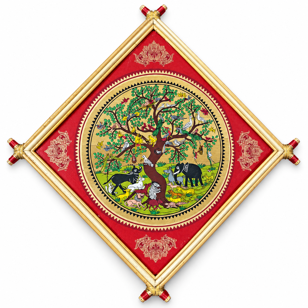 Tree of Life with Birds and Animals Traditional Indian Folk Art – Pattachitra Wall Hanging