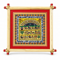 Tribal Village Life with Folk Dancers and Elephants – Traditional Indian Folk Art – Pattachitra Wall Hanging