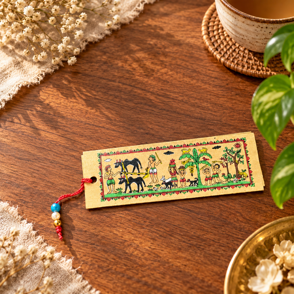 Village Agriculture & Daily Rural Activities Odisha Pattachitra Folk Art Bookmark