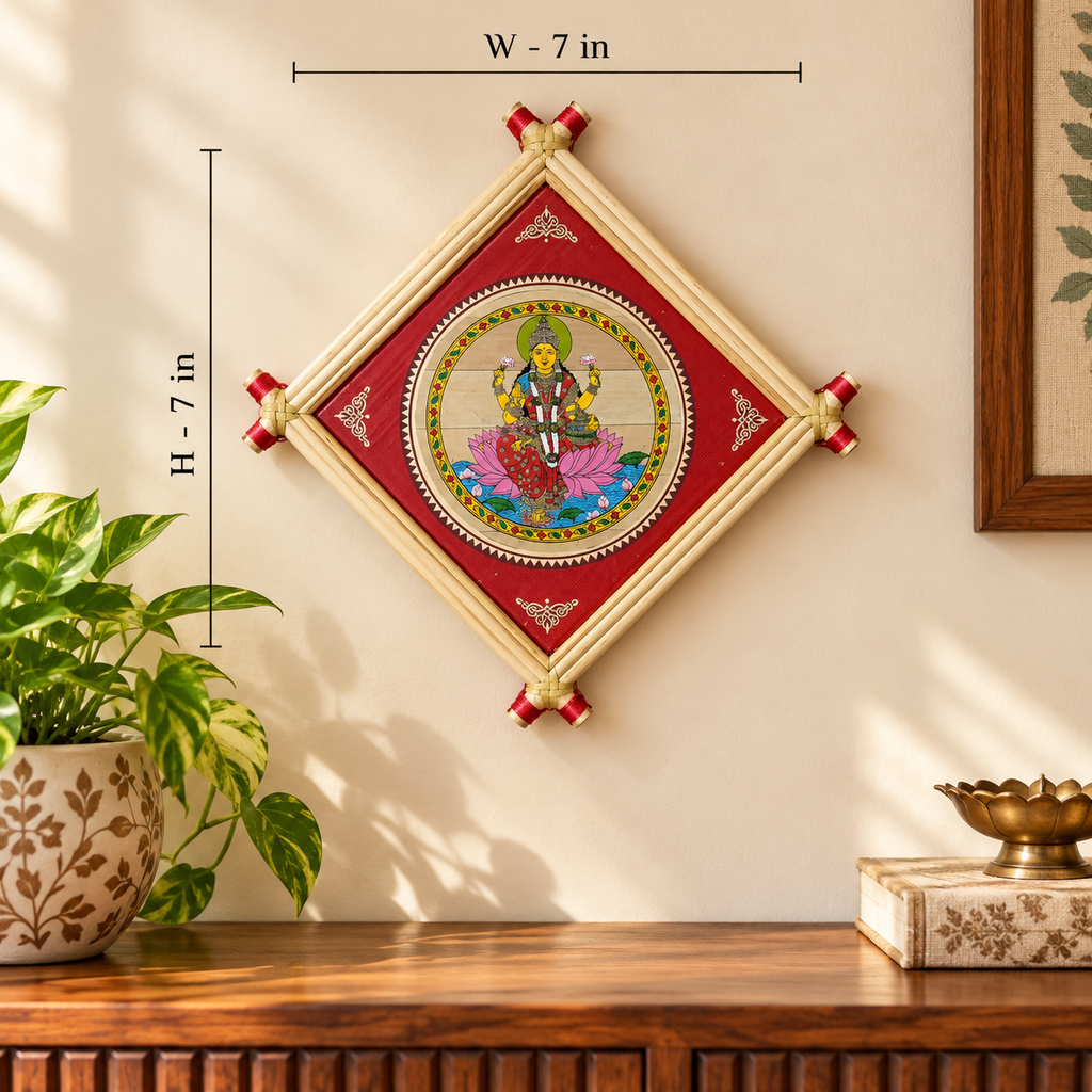 Goddess Lakshmi Seated on Lotus Pattachitra – Pattachitra Wall Hanging