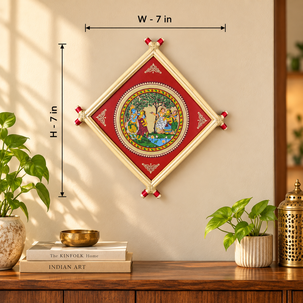 Radha Krishna with Gopis Under a Tree Pattachitra – Pattachitra Wall Hanging