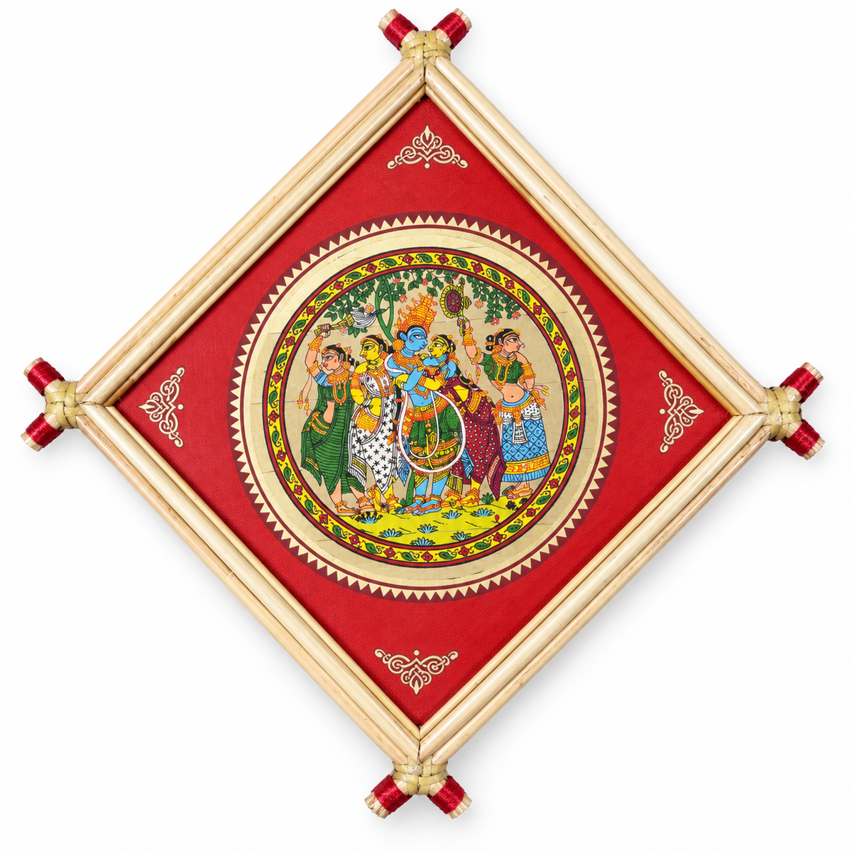 Radha Krishna with Gopis Under a Tree Pattachitra – Pattachitra Wall Hanging