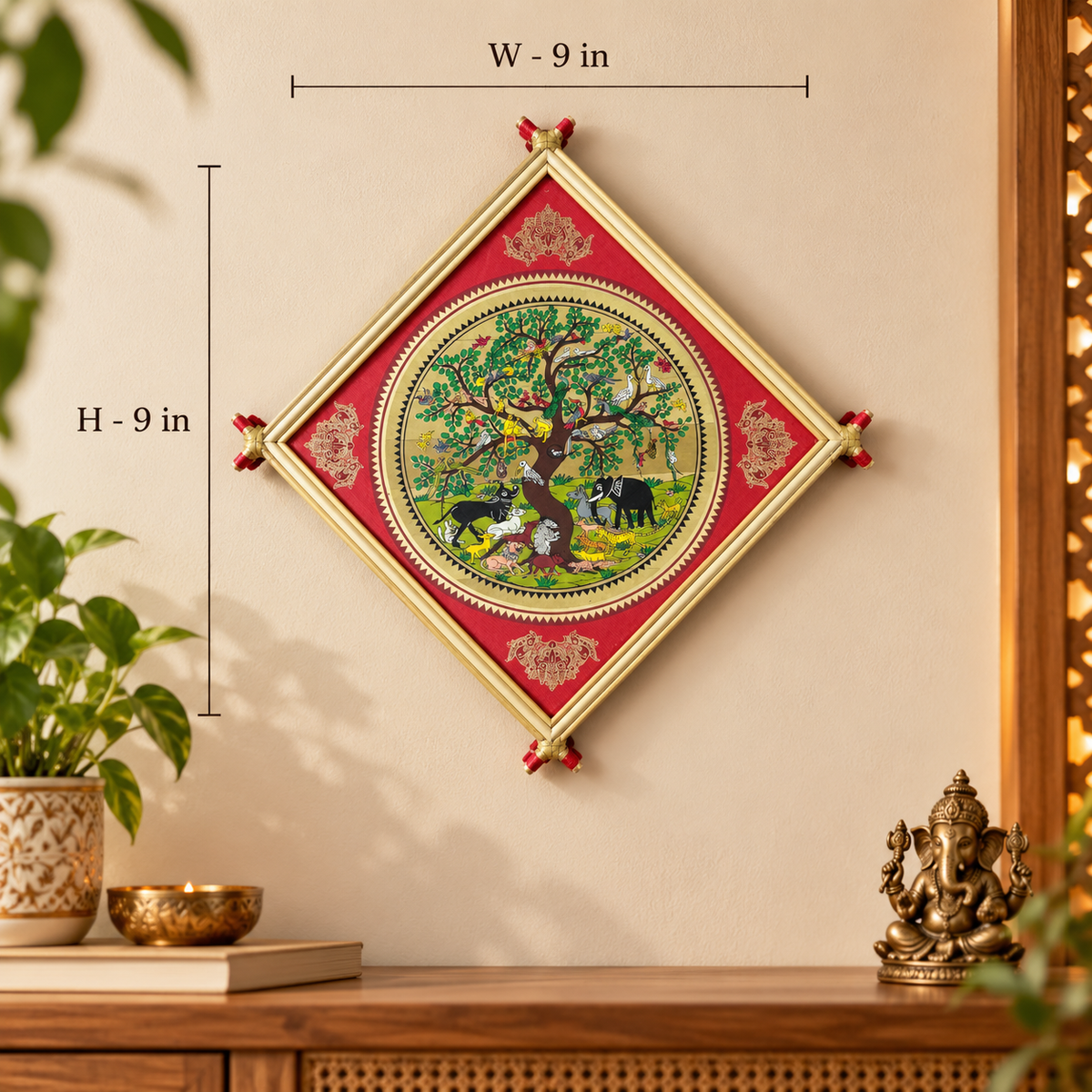 Tree of Life with Birds and Animals Traditional Indian Folk Art – Pattachitra Wall Hanging