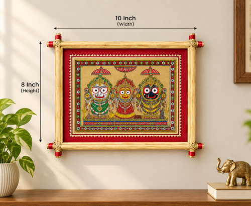 Divine Trinity Lord Jagannath, Balabhadra & Subhadra Traditional Odisha Pattachitra Art – Pattachitra Wall Hanging