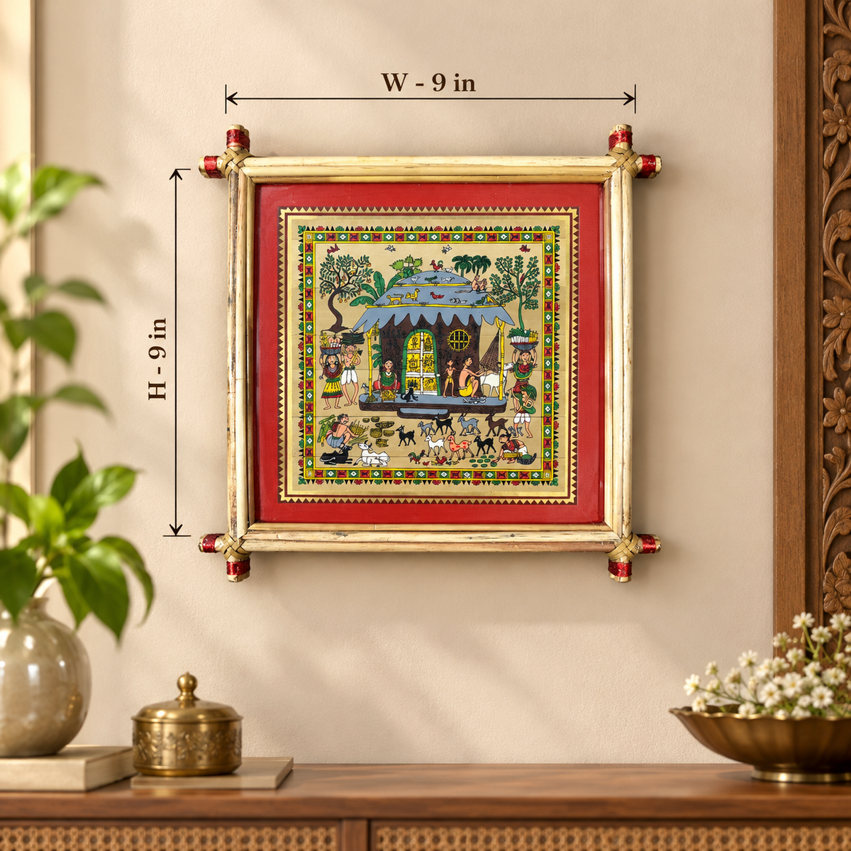 Rural Village Life – Odisha Folk Art Painting – Pattachitra Wall Hanging