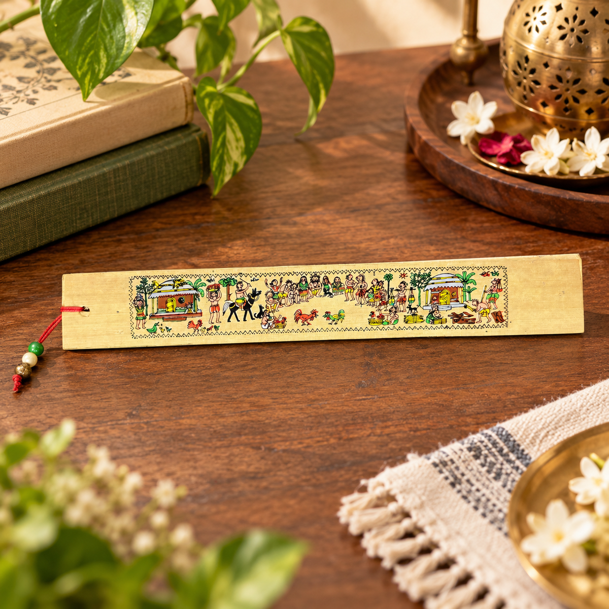 Rural Village Life & Daily Activities Odisha Pattachitra Folk Art Bookmark