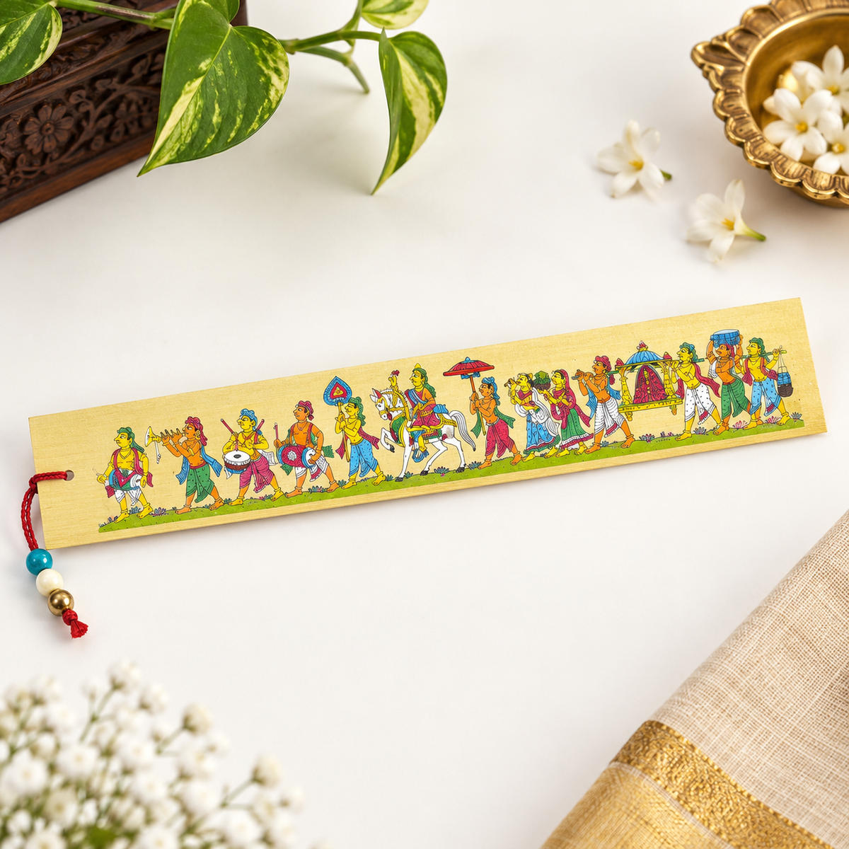 Royal Wedding Baraat Procession Odisha Pattachitra Folk Art Bookmark