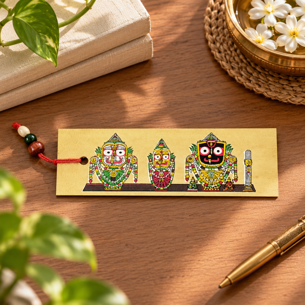 Lord Jagannath, Balabhadra & Subhadra Traditional Odisha Pattachitra Folk Art Bookmark