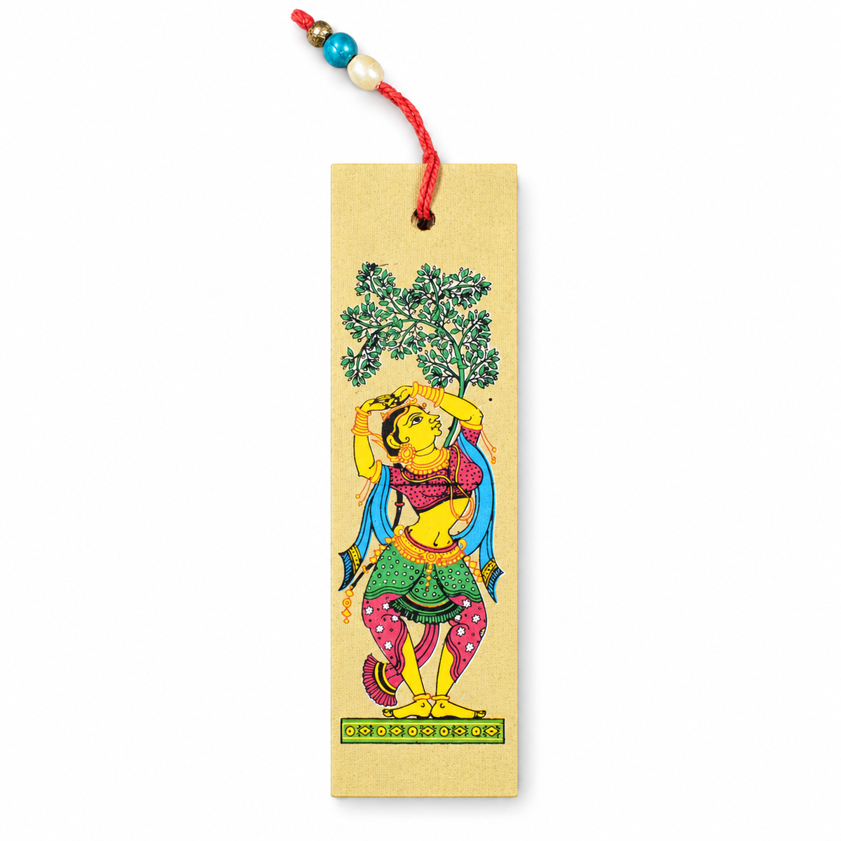 Woman with Tree of Life Traditional Odisha Pattachitra Folk Art Bookmark