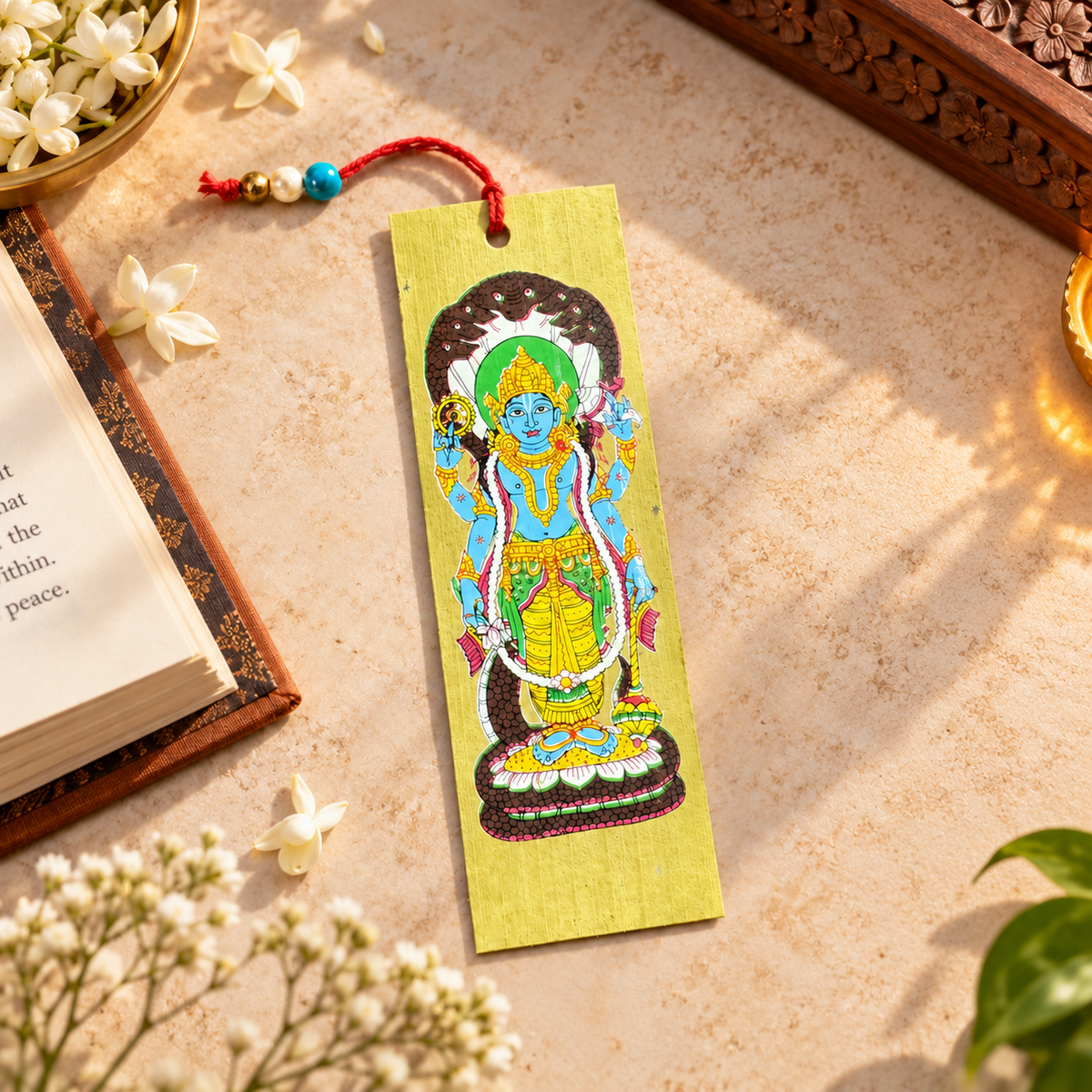 Lord Vishnu with Sheshnag Traditional Odisha Pattachitra Folk Art Bookmark