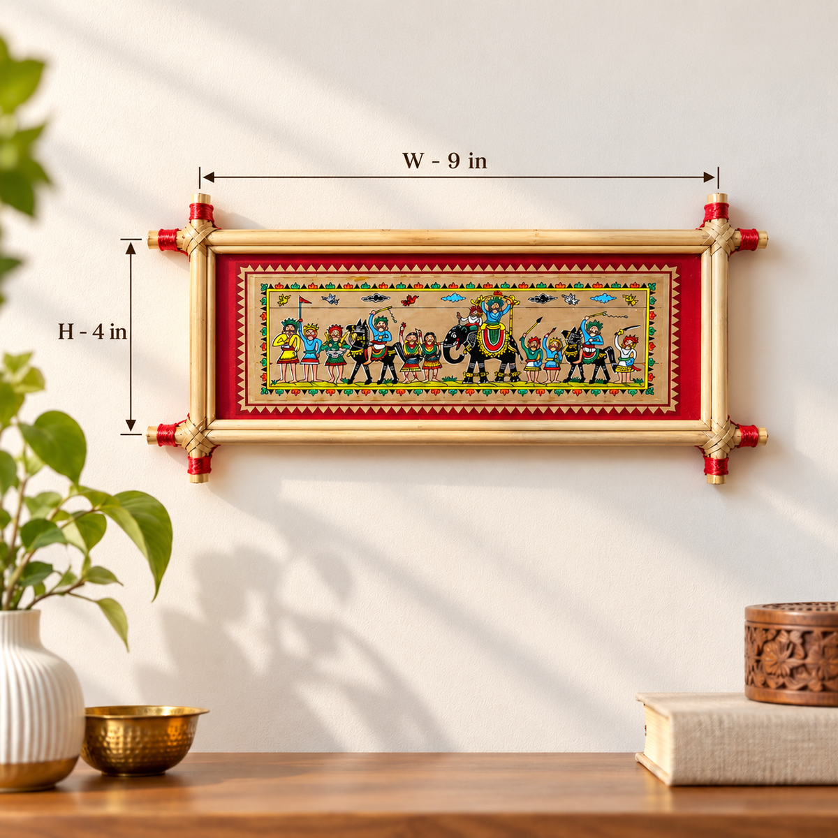 Traditional Tribal Royal Procession Elephant & Horse Folk Art Painting – Pattachitra Wall Hanging