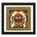 Colourful Lord Jagannath Pattachitra wall painting in a black frame
