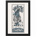 Lord Krishna with cow and peacock palm leaf wall painting in blue and black