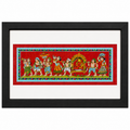 Traditional wedding procession Pattachitra wall painting with musicians and ceremonial figures